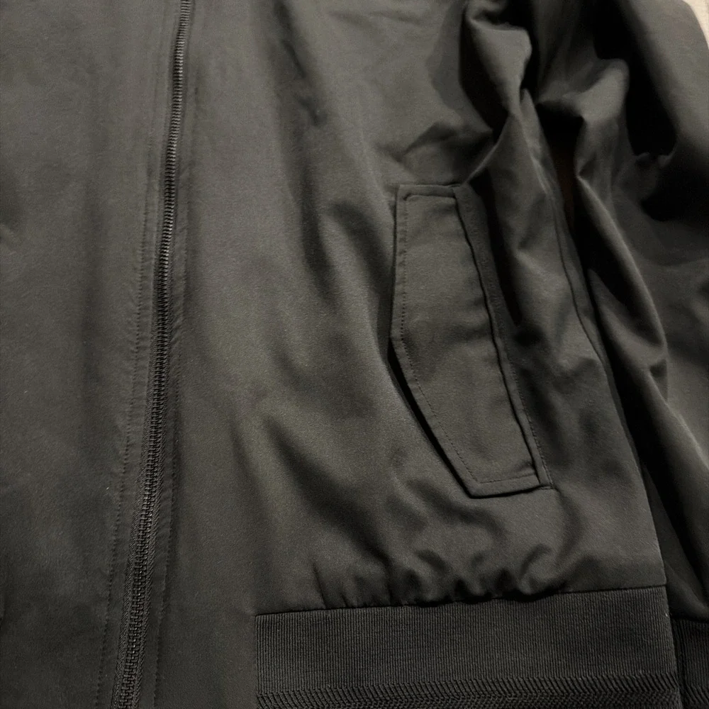 NWOT Cuts Clothing Legacy Bomber Jacket Men's Medium Solid Black $275 Retail - Picture 4 of 15